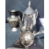 Image 2 : Silver Plated Serving Trays, Bowls, and Tea Set