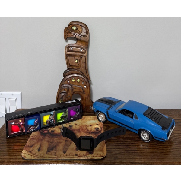 Marvel Golf Balls, 69'Mustang Model Car, Watch & Wall Decor