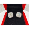 Image 1 : 4ct Round Moissanite in Center with 48 Round Cubic Zirconia in Square Halo in 925 Silver Earrings