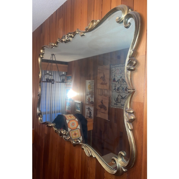 Vintage Wonder Glo Gilt Framed Ornate Bronze Wall French Styled Large Mirror  48"x38"tall