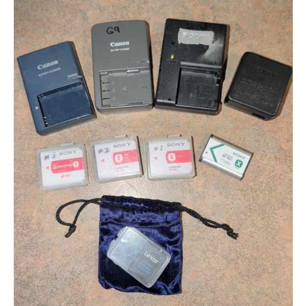 Camera Accessory Pack - Canon & SONY Chargers Batteries & SD Card