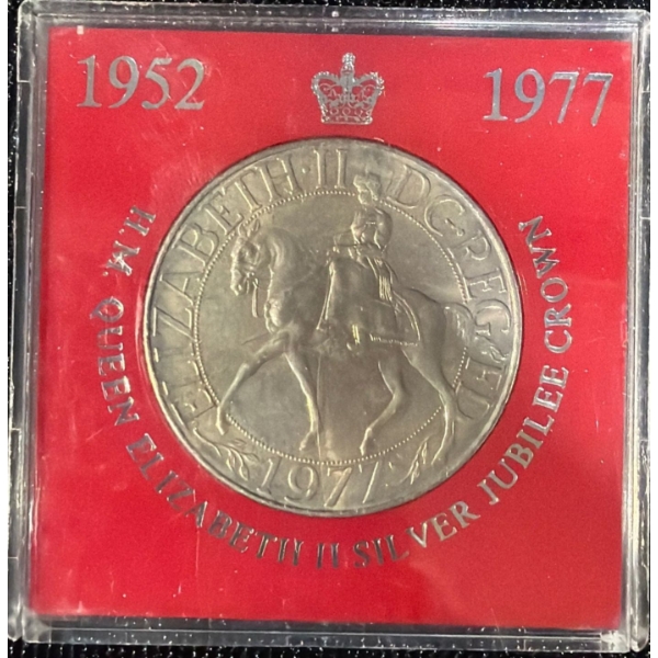 1977 Queen Elizabeth II Silver Jubilee Crown Coin 92.5% Silver 28.28 Grams