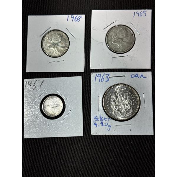 1960's Canadian Quarters, Half Dollar and Dime