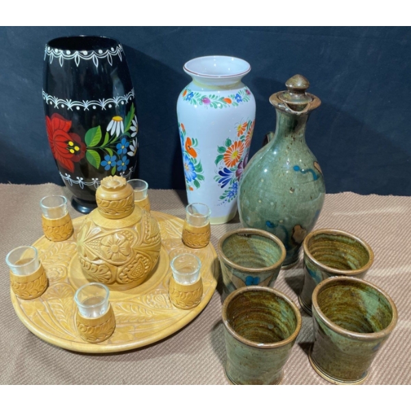 Hungarian Vases and Beverage Sets