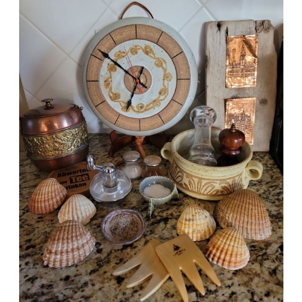 Handmade Stonewear Clock w/ Coppercraft Art & More 