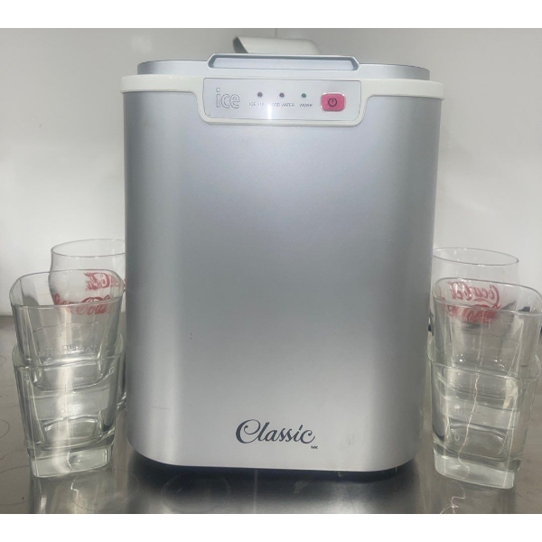 Classic Portable Ice Maker/ Ice Machine- Stainless Steel/Silver Finish w/Scoop