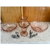 Image 1 : vintage pink depression glass bowl in the "Old Colony" pattern, also known as "Lace Edge/open lace