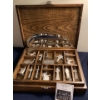 Image 1 : Pewter Nativity Set w/ Decorative Wood Box & Mirrored Pedastal