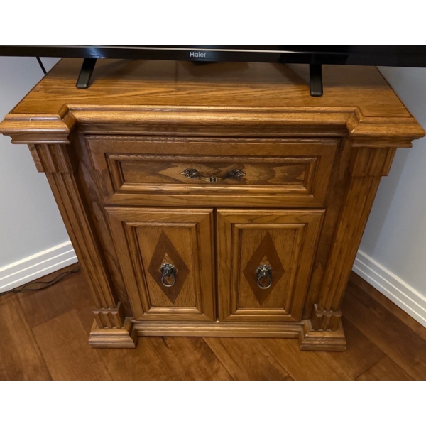 Wood Bed Side Table; 27In Wide, 17In Deep, 26In Tall