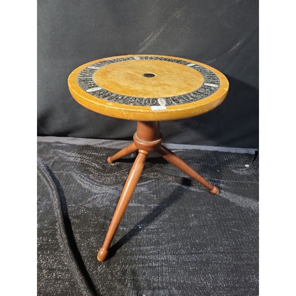 Mid-Century Modern Wooden Table With Mosaic Top