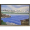 Image 2 : Landscape Painting A Lighthouse Set Against A Backdrop Of Mountains And A Blue Body Of Water 15''*12