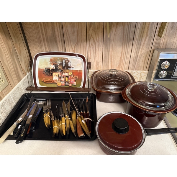 Kitchenware - Cutlery, Tin Serving Tray, Rustria Email made in Austria Pot, Bakeware 