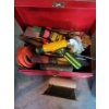 Image 2 : Tote Full Of Extention Cords w/ Metal Tool Box & Contents