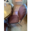 Image 6 : Mid-Century Style Dining Table with Wood Veneer Top and Mixed Upholstery Chairs