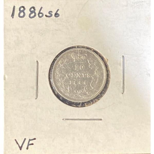 1886 VF Canadian Dime 92.5% Silver