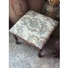 Image 1 : Vintage Floral Upholstered Footstool with Cabriole Legs
? 10.5 in high – 14 x 14 in cushion