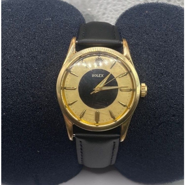 1954 Rolex SN 34379 - 5516 Case 1530 Movement Gold Plated Genuine - Italy Leather Strap