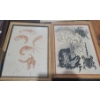 Image 7 : Group of Small Pictures: Frame w/ Medieval Metal Scene 17 X 13, Carved Flowers 12 X 20 and Others