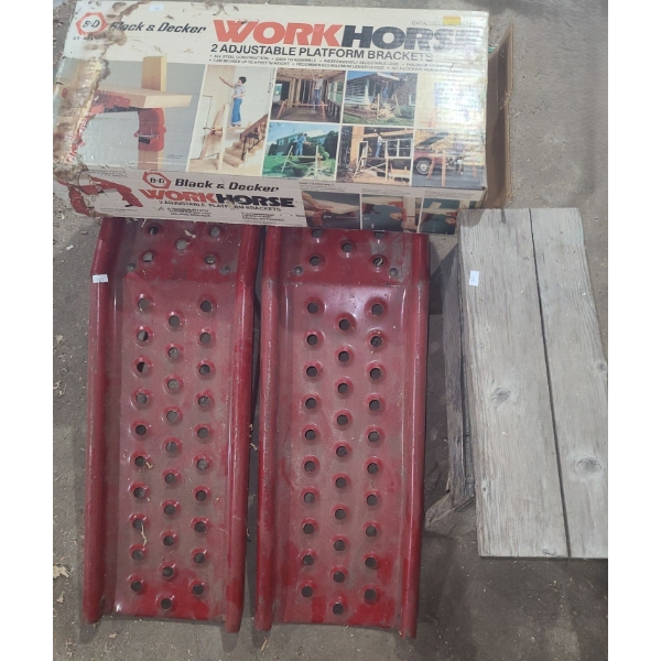 B&D Adjustable Platform Brackets, Car Ramps, Wooden Garage Stool
