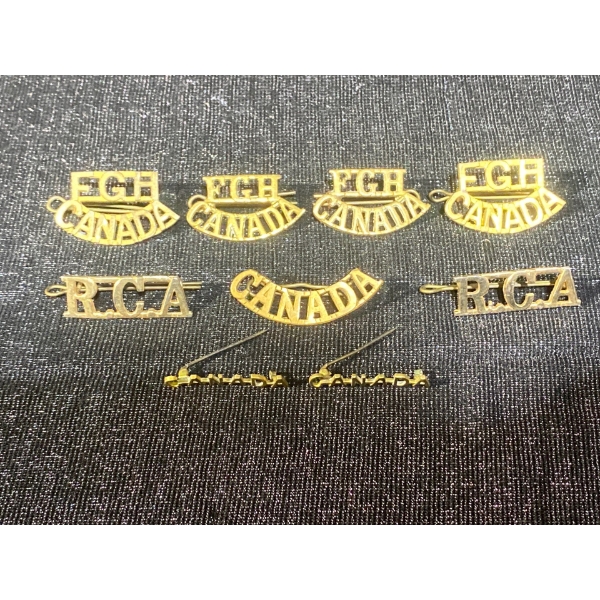 Collection of Brass Shoulder Title Badges from the Fort Garry Horse Regiment