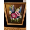 Image 2 : Two Paintings of Flowers w/ Gold and Velvet Trim Frame 7.5 X 8.5 