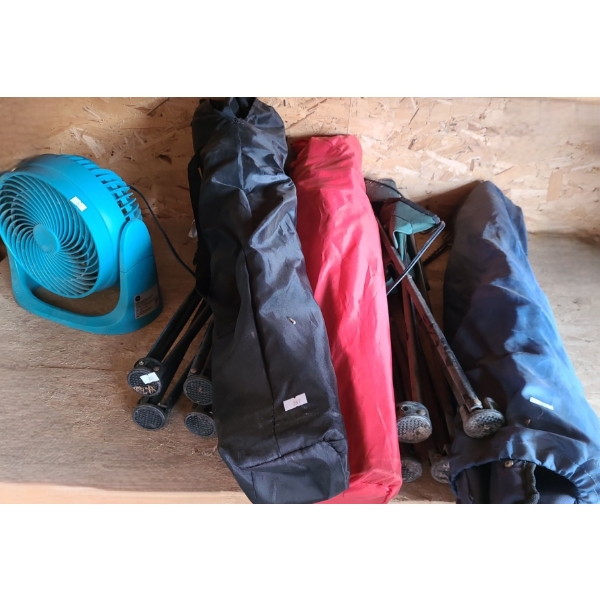 Folding Camp Chairs and Stools, Electric Tabletop Fan 