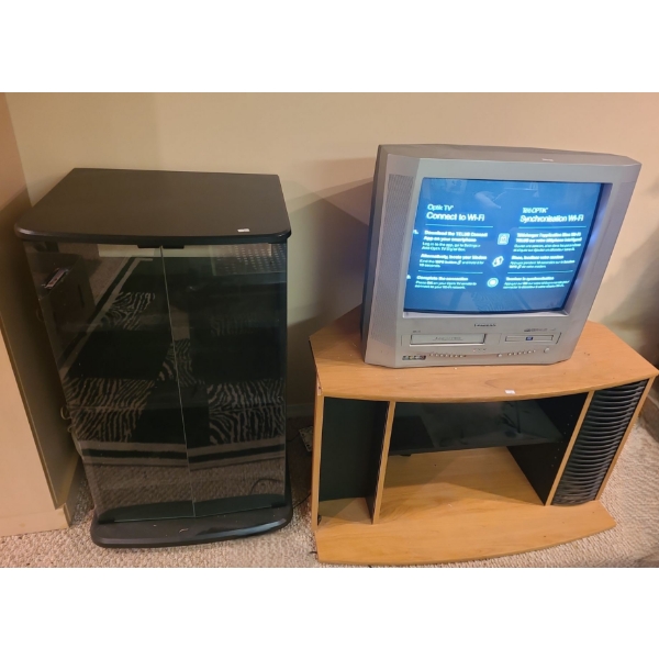 Electrohome TV/ VHS/ DVD Model EH8153B, Cabinet 20 W, 18 D, 34 T and TV Stand 36 W, 18 D, 21 T