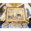 Image 1 : Tin Soup Can Miniature Furniture Patio Set w/Doily & Wall Art (3) 