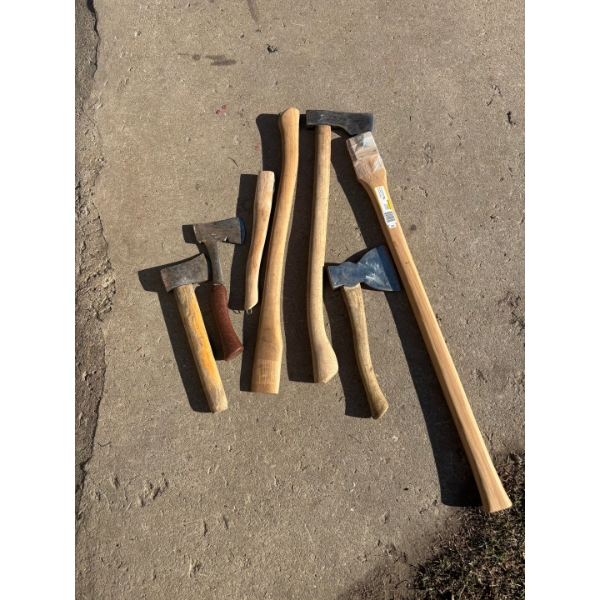 collection of axes and axe handles 35 inch DBL head brand new 

