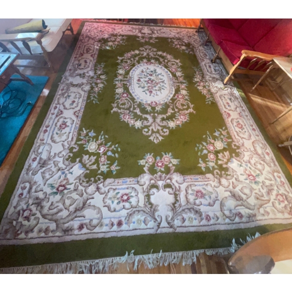 Large Area Rug w/Floral Accents  Olive Green