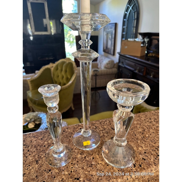 3 Quality Crystal Candlesticks 