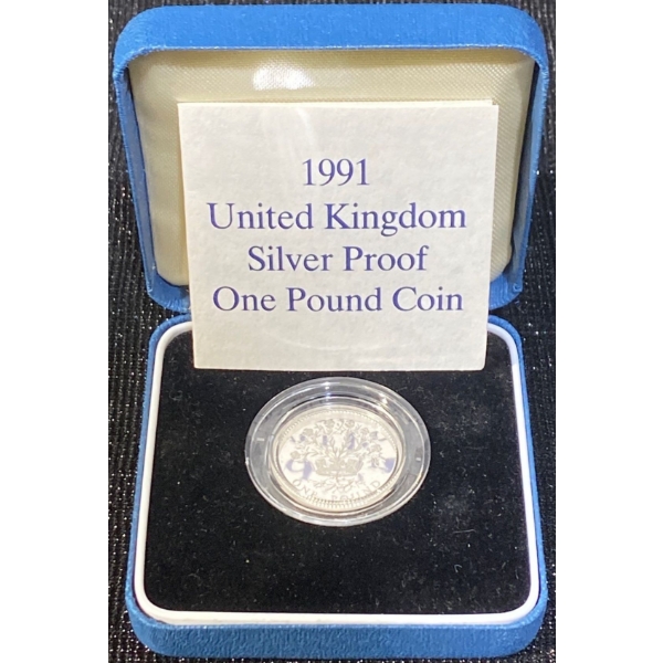1991 United Kingdom Sterling Silver Proof One Pound Coin