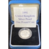 Image 1 : 1991 United Kingdom Sterling Silver Proof One Pound Coin