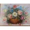 Image 1 : Flowers in a Basket Painting Print (7.75 x 5.5" Before Frame)