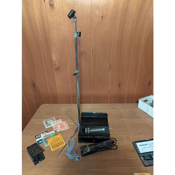 Realistic Microphone with Stand and Assorted Guitar Strings