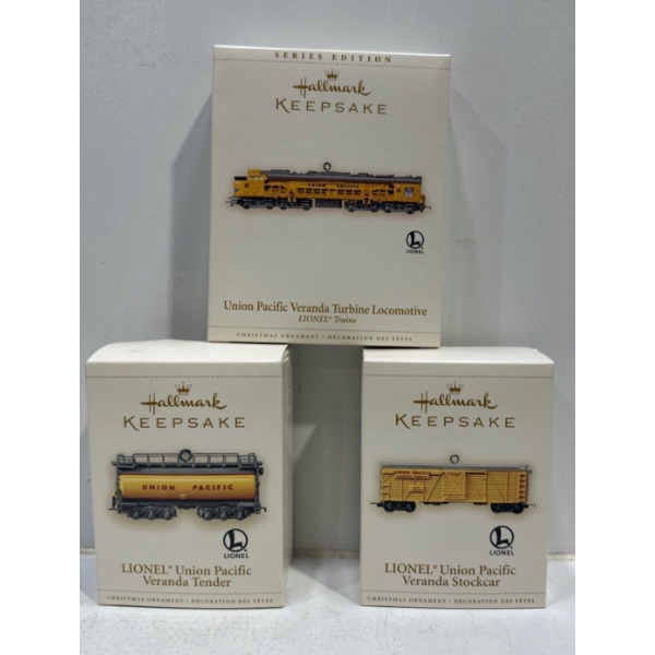 Vehicles-Union Pacific Veranda Turbine Locomotive, Tender, Stockcar Hallmark Ornaments