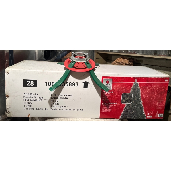 7.5 ft Pre-Lit Christmas Tree- Franklin The Fir Tree  500 Lights 52" Base