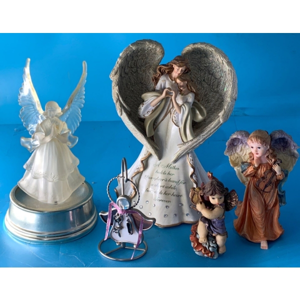 'Love in My Heart Birthstone Figurine' Bradford Exc. Angel (8T), Plus Various Angels (One off Base) 