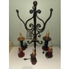 Image 3 : Metal Wall Hook Rack and Four Wooden Spool Electric Lamps
