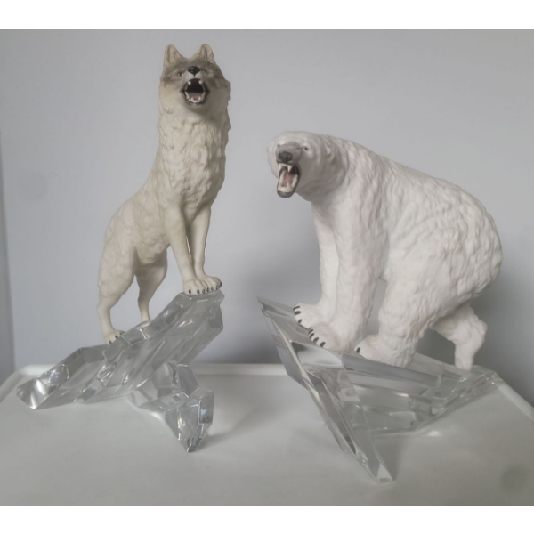Lord Of The Ice Majestic Polar Bear & Cry Of The North Sculptures  Franklin Mint Exculsive 