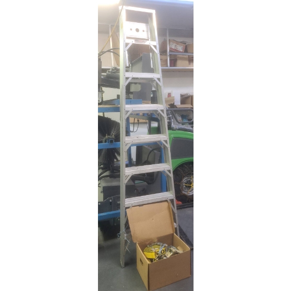 Waymarc Metal Storage Cabinet, Step Ladder, and Cargo Straps 
