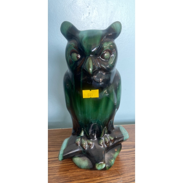 Rare Mid Century Blue Mountain Pottery Owl Figurine Eleven Inches Tall 