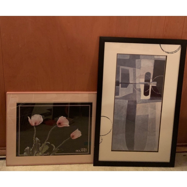 Con Bolan Abstract Art w/ Floral Print Piece 46x27