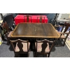 Image 1 : Collapsible Wood Dining Table (61Wx45Dx28H) and 6 Chairs (17Wx16Dx37H, seat 18H) - 1 Leaf (adds 9W)