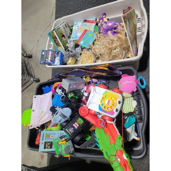 Random Assortment of Kids' Toys Mystery Box Featuring Books, Dolls, and More