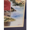 Image 2 : X.Wandler Watercolor Cottage Art 15x18 Navy Border