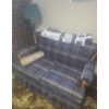 Image 1 : Plaid 2 Seater Couch 61 W, 36 D, 33 T and Floor Lamp 58 T to Top of Finial  