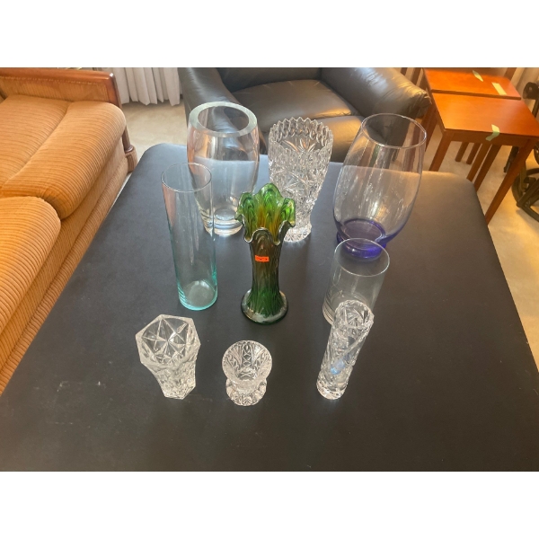 Collection of Vases, Glass and Crystal (9)