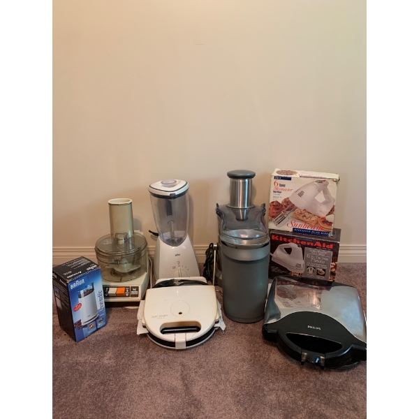 Kitchen Appliances Including Food Processors, Blenders, Juicer, and More