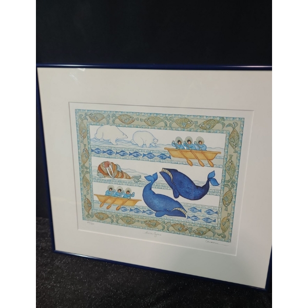 "Arctic Cycles", Artist:Barbara Lavallee, 379/750, Offset Lithograph Framed Under Glass 21 X 18.5